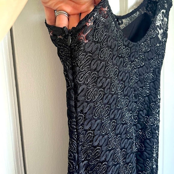 Free People - Foiled Again Fitted Black / Silver Lace Tank Mini Dress - XS - EUC - Picture 6 of 15